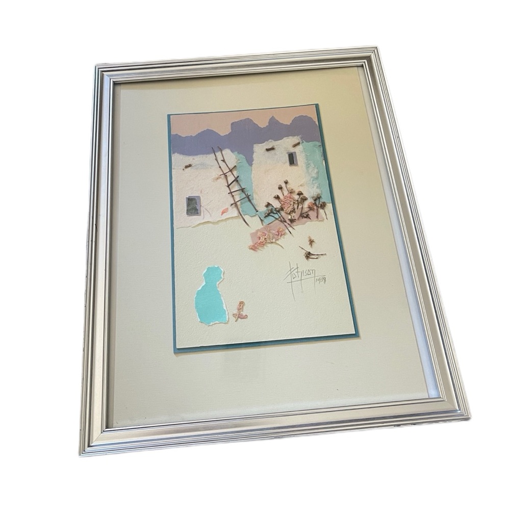 RARE OOAK Jean Johnson fine art mixed media 1989 framed 11x14”